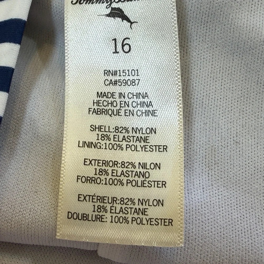 Tommy Bahama 2 Piece Swimsuit Girls Size 16 Blue Striped Trianlge Top Boy Shorts